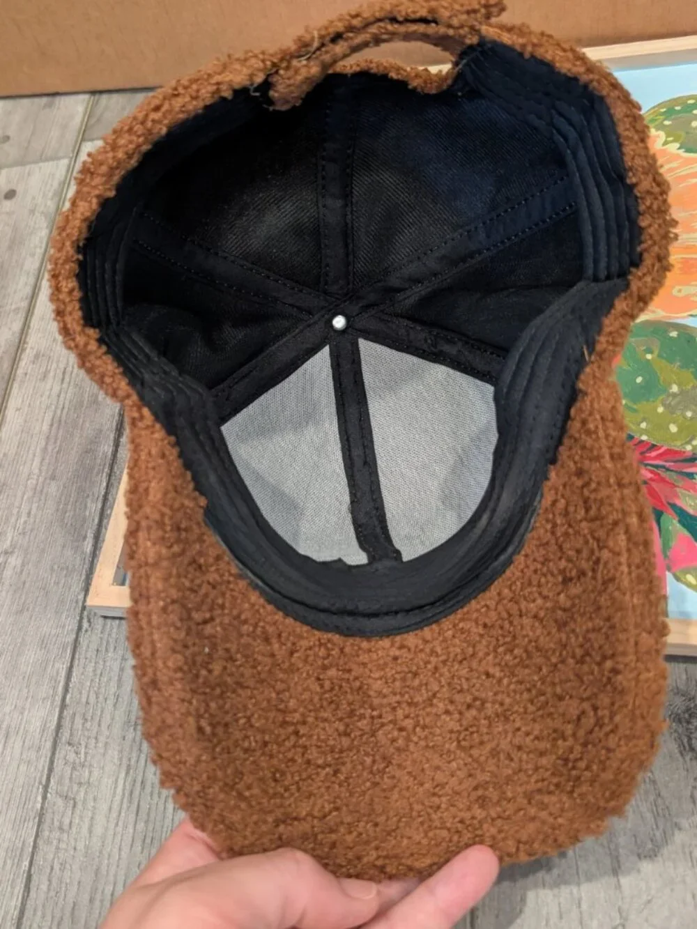 Brown Sherpa Teddy Fleece Baseball Cap Cozy, Unbranded, Like New